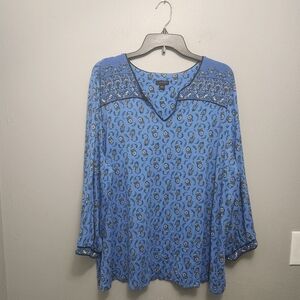 J.jill wherever collection women's blouse top size 2X long sleeve blue f…